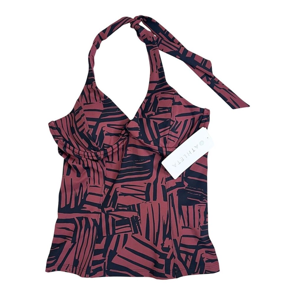 Athleta Sculpted Sienna Halter Tankini Top 34B / CT Abstract Swim NEW - Picture 2 of 10